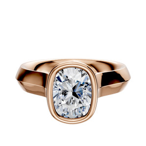 14K Rose Gold Bezel Full Bezel North/South Cathedral Knife Edge 4.0mm Engagement Ring