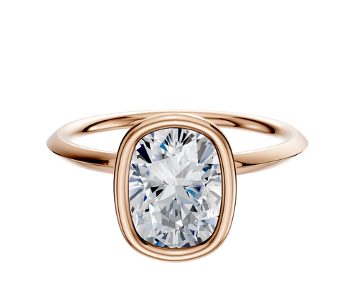 14K Rose Gold Bezel Full Bezel North/South Classic Knife Edge 1.5mm Engagement Ring