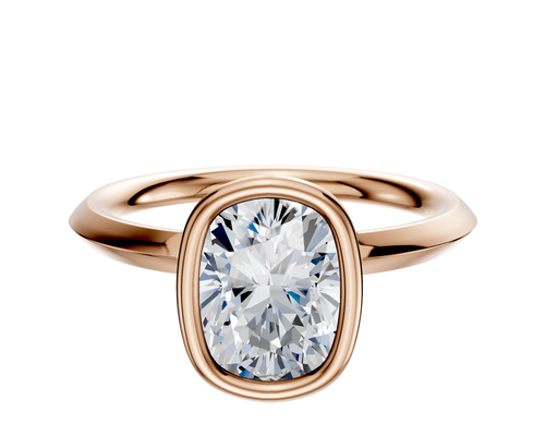 14K Rose Gold Bezel Full Bezel North/South Classic Knife Edge 2.0mm Engagement Ring