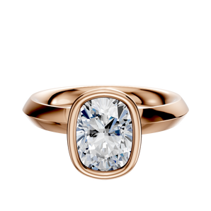 14K Rose Gold Bezel Full Bezel North/South Classic Knife Edge 3.0mm Engagement Ring