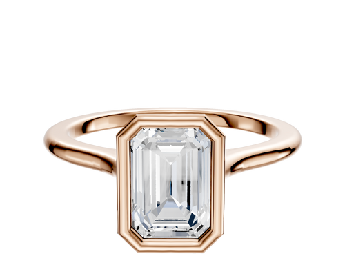 14K Rose Gold Bezel Full Bezel North/South Cathedral Dome 1.5mm Engagement Ring