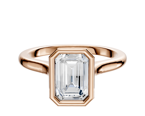 14K Rose Gold Bezel Full Bezel North/South Cathedral Dome 2.0mm Engagement Ring