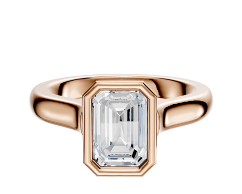 14K Rose Gold Bezel Full Bezel North/South Cathedral Dome 3.0mm Engagement Ring