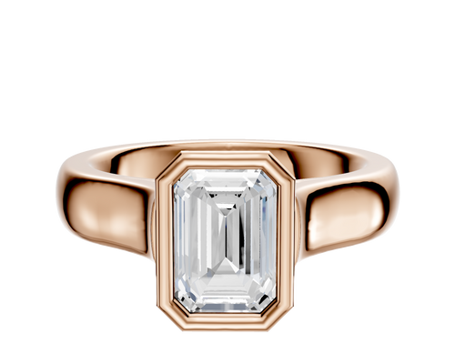 14K Rose Gold Bezel Full Bezel North/South Cathedral Dome 4.0mm Engagement Ring