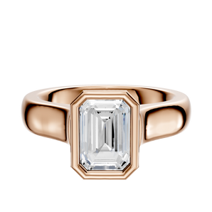 14K Rose Gold Bezel Full Bezel North/South Cathedral Dome 4.0mm Engagement Ring