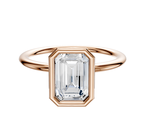 14K Rose Gold Bezel Full Bezel North/South Classic Dome 1.5mm Engagement Ring