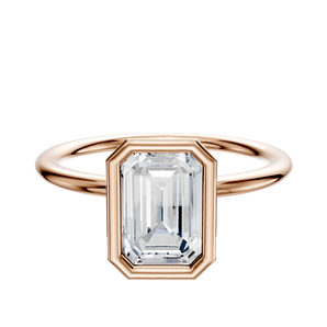 14K Rose Gold Bezel Full Bezel North/South Classic Dome 1.5mm Engagement Ring