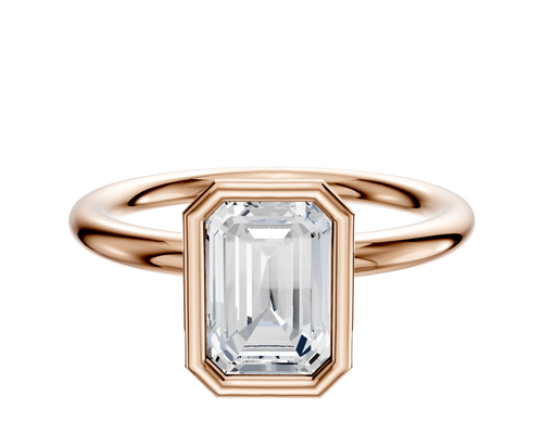 14K Rose Gold Bezel Full Bezel North/South Classic Dome 2.0mm Engagement Ring