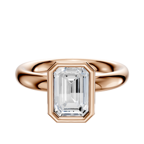 14K Rose Gold Bezel Full Bezel North/South Classic Dome 3.0mm Engagement Ring