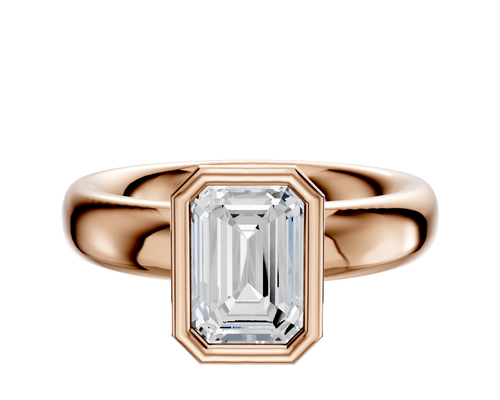 14K Rose Gold Bezel Full Bezel North/South Classic Dome 4.0mm Engagement Ring