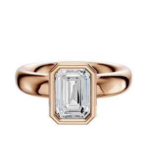 14K Rose Gold Bezel Full Bezel North/South Classic Dome 4.0mm Engagement Ring