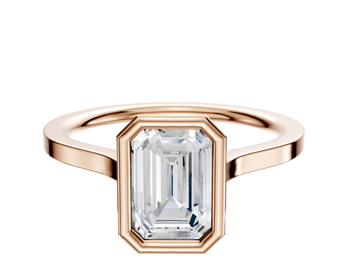 14K Rose Gold Bezel Full Bezel North/South Cathedral Flat 1.5mm Engagement Ring