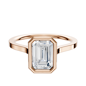 14K Rose Gold Bezel Full Bezel North/South Cathedral Flat 1.5mm Engagement Ring