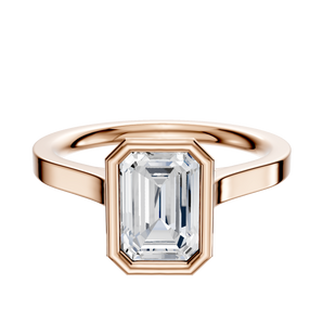 14K Rose Gold Bezel Full Bezel North/South Cathedral Flat 2.0mm Engagement Ring
