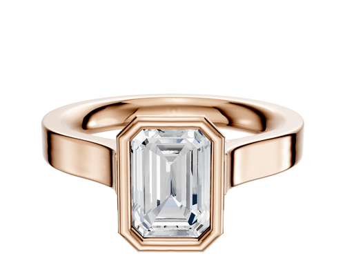 14K Rose Gold Bezel Full Bezel North/South Cathedral Flat 3.0mm Engagement Ring