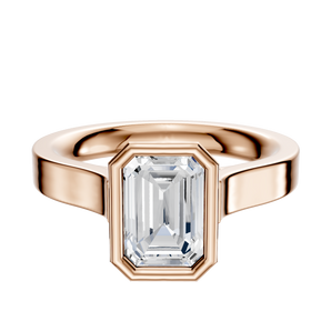 14K Rose Gold Bezel Full Bezel North/South Cathedral Flat 3.0mm Engagement Ring