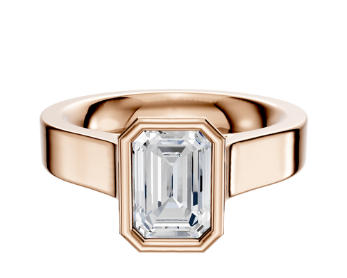 14K Rose Gold Bezel Full Bezel North/South Cathedral Flat 4.0mm Engagement Ring