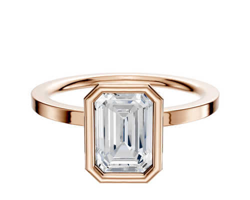 14K Rose Gold Bezel Full Bezel North/South Classic Flat 1.5mm Engagement Ring
