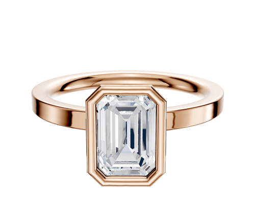 14K Rose Gold Bezel Full Bezel North/South Classic Flat 2.0mm Engagement Ring