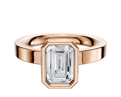 14K Rose Gold Bezel Full Bezel North/South Classic Flat 3.0mm Engagement Ring