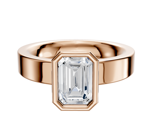 14K Rose Gold Bezel Full Bezel North/South Classic Flat 4.0mm Engagement Ring