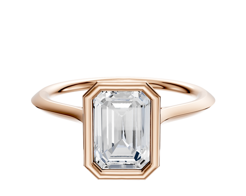 14K Rose Gold Bezel Full Bezel North/South Cathedral Knife Edge 1.5mm Engagement Ring