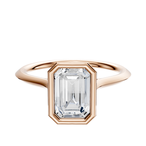 14K Rose Gold Bezel Full Bezel North/South Cathedral Knife Edge 1.5mm Engagement Ring