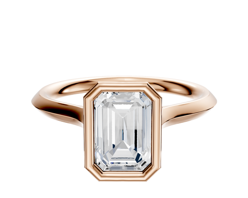 14K Rose Gold Bezel Full Bezel North/South Cathedral Knife Edge 2.0mm Engagement Ring
