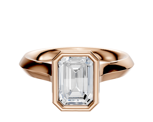 14K Rose Gold Bezel Full Bezel North/South Cathedral Knife Edge 3.0mm Engagement Ring