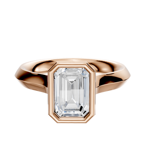 14K Rose Gold Bezel Full Bezel North/South Cathedral Knife Edge 3.0mm Engagement Ring