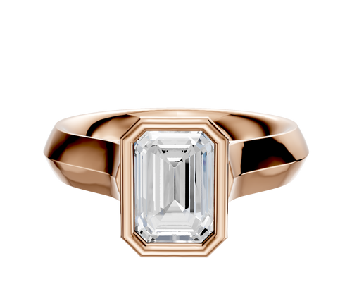 14K Rose Gold Bezel Full Bezel North/South Cathedral Knife Edge 4.0mm Engagement Ring