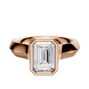 14K Rose Gold Bezel Full Bezel North/South Cathedral Knife Edge 4.0mm Engagement Ring