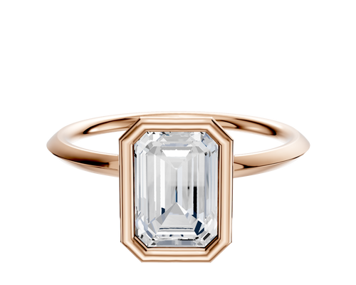 14K Rose Gold Bezel Full Bezel North/South Classic Knife Edge 1.5mm Engagement Ring