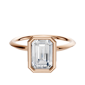 14K Rose Gold Bezel Full Bezel North/South Classic Knife Edge 1.5mm Engagement Ring