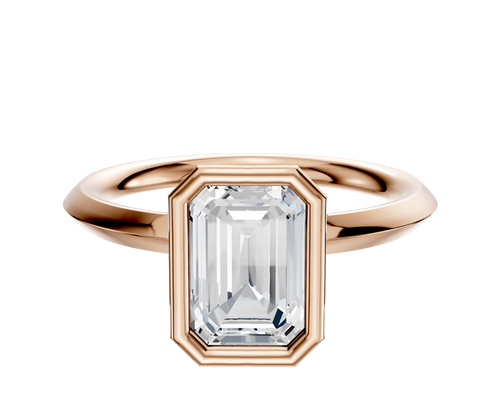 14K Rose Gold Bezel Full Bezel North/South Classic Knife Edge 2.0mm Engagement Ring