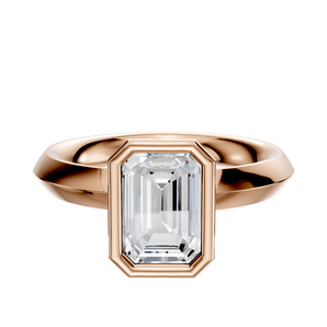 14K Rose Gold Bezel Full Bezel North/South Classic Knife Edge 3.0mm Engagement Ring