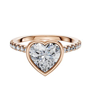 14K Rose Gold Bezel Full Bezel North/South Cathedral Dome 1-Row-Pave 2.5mm Engagement Ring