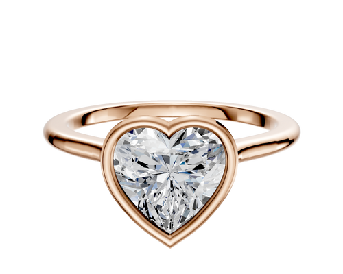 14K Rose Gold Bezel Full Bezel North/South Cathedral Dome 1.5mm Engagement Ring