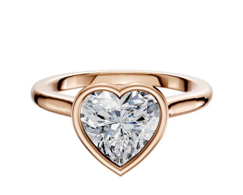 14K Rose Gold Bezel Full Bezel North/South Cathedral Dome 2.0mm Engagement Ring