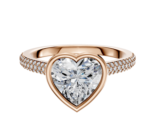 14K Rose Gold Bezel Full Bezel North/South Cathedral Dome 3-Row-Pave 2.0mm Engagement Ring