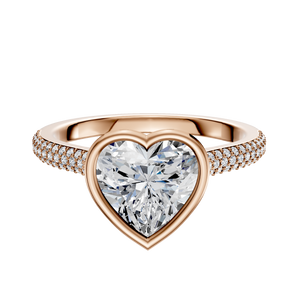 14K Rose Gold Bezel Full Bezel North/South Cathedral Dome 3-Row-Pave 2.0mm Engagement Ring