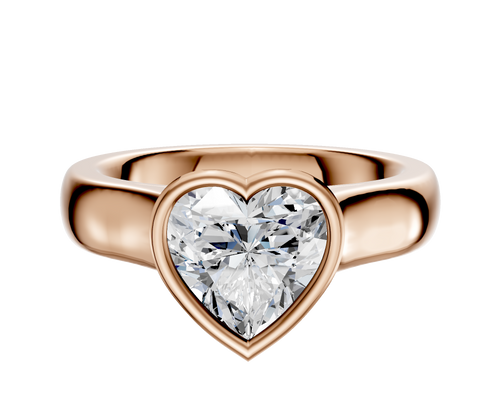 14K Rose Gold Bezel Full Bezel North/South Cathedral Dome 4.0mm Engagement Ring