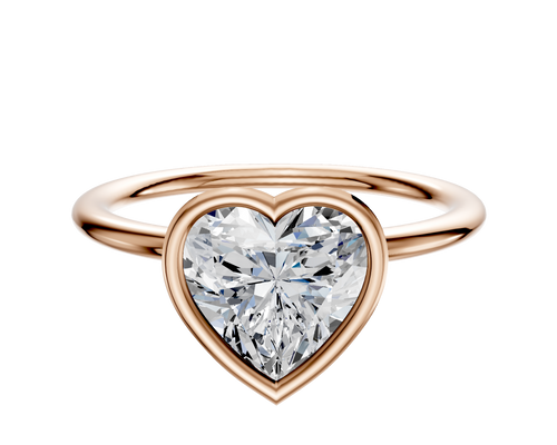 14K Rose Gold Bezel Full Bezel North/South Classic Dome 1.5mm Engagement Ring