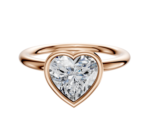 14K Rose Gold Bezel Full Bezel North/South Classic Dome 2.0mm Engagement Ring