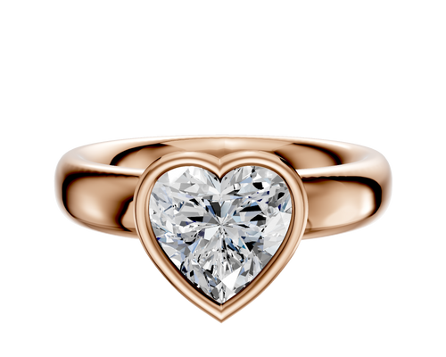 14K Rose Gold Bezel Full Bezel North/South Classic Dome 4.0mm Engagement Ring