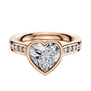 14K Rose Gold Bezel Full Bezel North/South Cathedral Flat 1-Row-Pave 2.5mm Engagement Ring