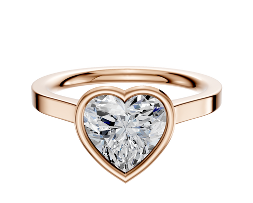 14K Rose Gold Bezel Full Bezel North/South Cathedral Flat 2.0mm Engagement Ring