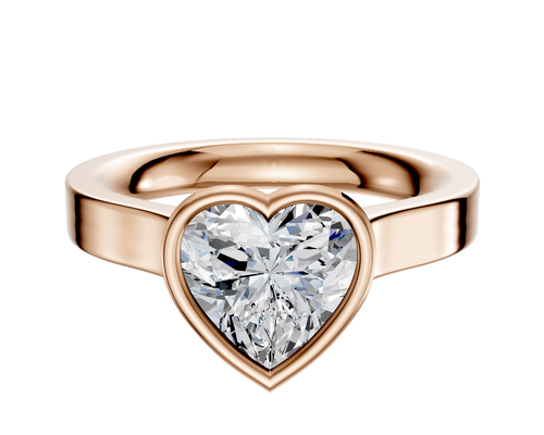 14K Rose Gold Bezel Full Bezel North/South Cathedral Flat 3.0mm Engagement Ring