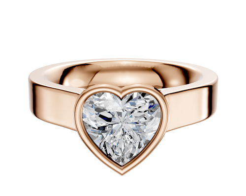 14K Rose Gold Bezel Full Bezel North/South Cathedral Flat 4.0mm Engagement Ring