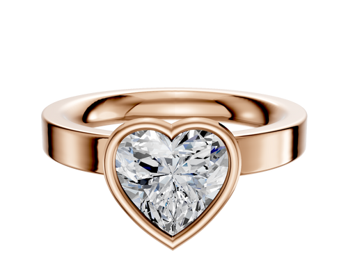 14K Rose Gold Bezel Full Bezel North/South Classic Flat 3.0mm Engagement Ring